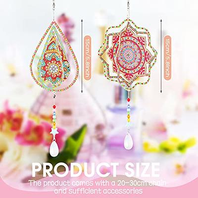 Vearear 3pcs/set Diamond Painting Wind Chimes Shiny Double Sided Faux Crystal Sun Moon Star Heart Sparkling Art Craft DIY 5D Diamond Painting