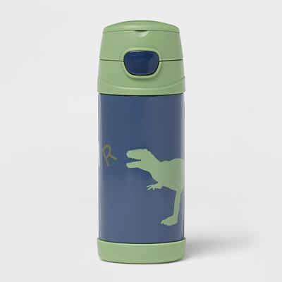 Thermos Kids Stainless Steel Vacuum Insulated Funtainer Straw Bottle,  Dinosaurs, 12oz