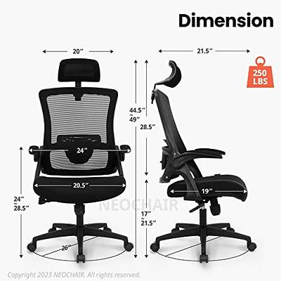 NEO CHAIR Office Desk Computer Gaming Chair with Ergonomic Lumbar Back  Support Flip-up Padded Armrest Adjustable Height and Wheels for Home or  Office