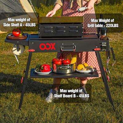 OOX Portable Grill Table with Double-Shelf for Outdoor Prep