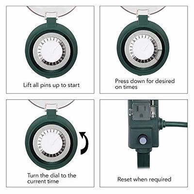 BN-LINK Outdoor Power Strip Yard Stake Timer 6 Grounded Outlets