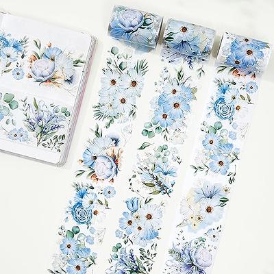 Whaline 12 Rolls Blue Floral Washi Tape Chinoiserie Flower Washi Tape  Vintage Masking Decorative Gift Wrapping Paper Tape for DIY Craft Scrapbook