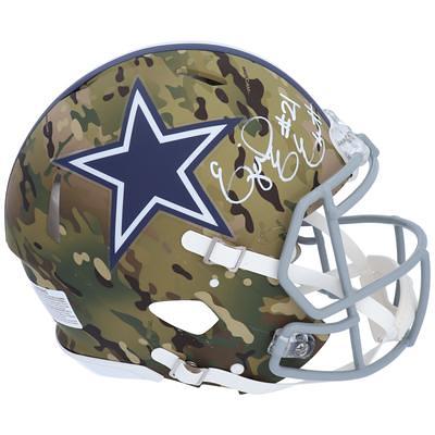 Emmitt Smith, Tony Dorsett & Ezekiel Elliott Autographed Dallas Cowboys  Full Size Helmet