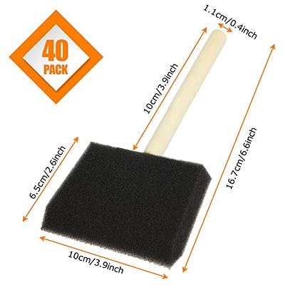 100 Pack 1 inch Foam Brush Sponge Wood Handle Paint Brush Foam Sponge Brush for Acrylics, Stains, Varnishes, Crafts