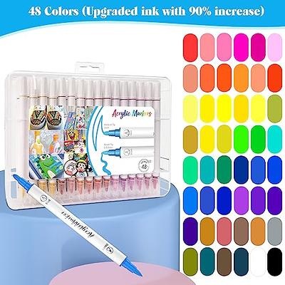 colpart Brush Tip Acrylic Paint Pens-48 Colors Acrylic Paint Markers  Calligraphy Art Markers for Lettering,Card Making,Rock painting,Stone,  Ceramic