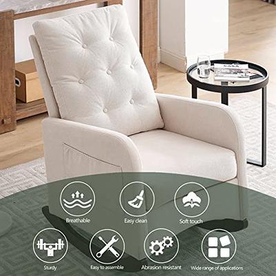 Rocking Chair Indoor Lounge Chair Comfortable Accent Chair,Nursery Glider  Recliner Modern Rocker Glider Chair with Button Tufted High Back Cushion  for Living Room Bedroom Office, Mustard 