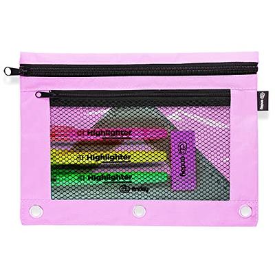 Enday 3 Ring Hole Punch with Plastic Ruler for 3 Ring Binder, Pink