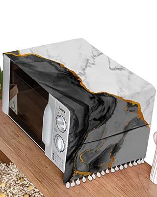 1pc Marble Print Microwave Oven Cover, Polyester Dust-proof Microwave Oven Top  Cover For Home