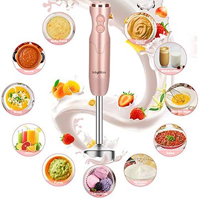 Keylitos 5 in1 Immersion Hand Blender, Powerful 12 Speed Handheld Stick  Blender with 304 Stainless Steel Blades, Chopper, Beaker, Whisk and Milk