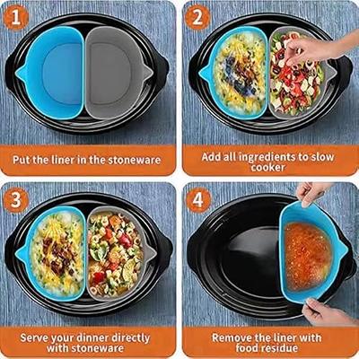 Slow Cooker Liners Divider, Large Size Crock Pot Liners Divider Insert  Reusable Silicone Cooking Liner Dishwasher Safe, Fit 6qt To 8qt For Slow  Cooker