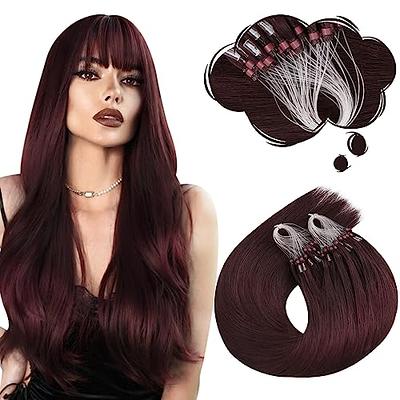 Red micro beads hair extensions, micro loop extensions Real Hair Red