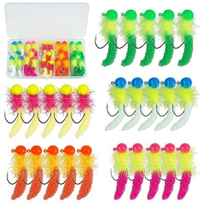 Dovesun 25pcs Ice Fishing Jigs Ice Fishing Lures Walleye Fishing Lures Crappie  Jigs With Tackle Box