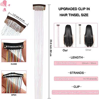 6pcs White Pink Hair Tinsel Kit (Without Tool), Fairy Hair Glitter Hair  Extensions, Sparkling Shiny Hair Tinsel Tensile Hair Extensions for Women  Girls
