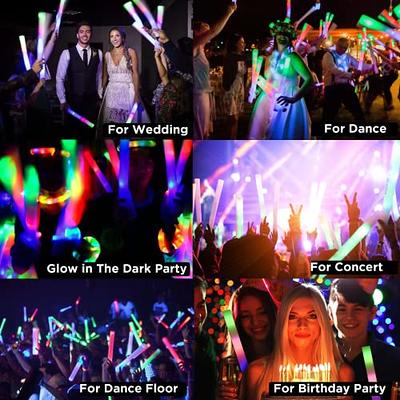ColorHome Glow Sticks Bulk 58 Pcs - Light up Foam Sticks with 3 Modes  Colorful Flashing Effect, Led Lights Glow in The Dark Party Supplies for  Wedding