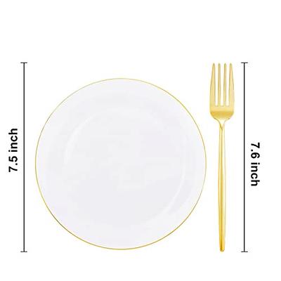 Rubtlamp 200Pcs Gold Plastic Dessert Plates,Gold Small Plates Disposable,White  Appetizer Plates with Gold Disposable Forks, Dessert Party Plates Cake  Plates Include 7.5 Salad Plates, 7.6 Gold Forks - Yahoo Shopping