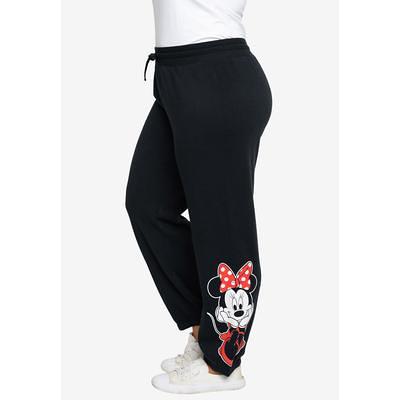 Plus Size Women's Minnie Mouse Fleece Jogger Pants Elastic Cuff