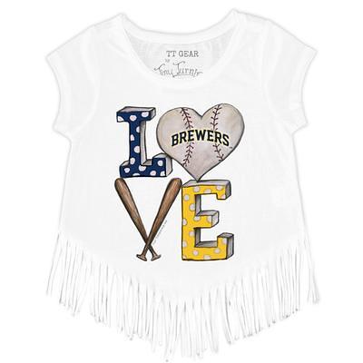 Lids Milwaukee Brewers Tiny Turnip Girls Youth Baseball Pow Fringe T-Shirt