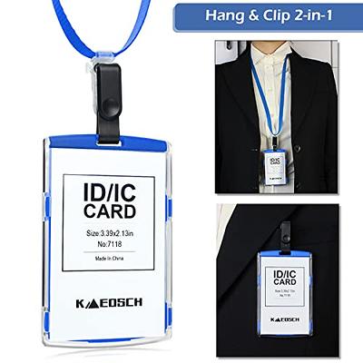 Hard Plastic ID Badge Holder with Lanyard, Top Load ID Card