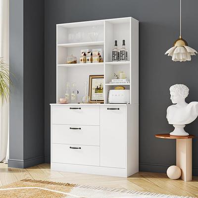 47 Kitchen Pantry Cabinets, Freestanding Kitchen Pantry Storage Cabinet  with Doors and Adjustable Shelves, Buffet Cupboards Storage Cabinet for  Home