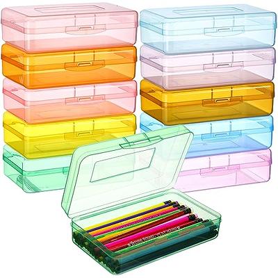 Pencil Box, Large Capacity Pencil Case,1 Pack Plastic Pencil Case Boxes,  Clear Crayon Box with Snap-tight Lid Stackable Design, Hard Pencil