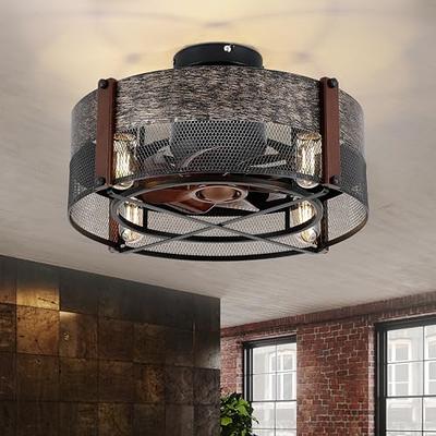 LEDIARY 16in Caged Fandelier Ceiling Fan with Light and Remote