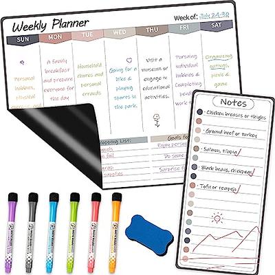 Magnetic Weekly Dry Erase Board for Fridge - 2pcs Vibrant Weekly Planner  Magnetic Fridge Calendar Dry Erase Whiteboard with Magnetic Notepad, 6  Color Markers, Eraser for Fridge Kitchen Home Office - Yahoo Shopping