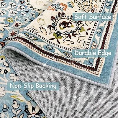 Lahome Vintage Medallion Rugs for Living Room - 3x5 Green Area Rug Washable  Throw Soft Bedroom Rugs Non-Slip Low-Pile Non-Shedding Bathroom Rug Print