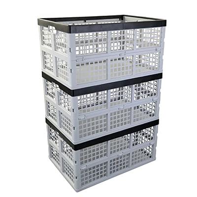 Eslite 16L Plastic Collapsible Storage Crates,Folding Crates Storage,Pack  of 4,Black