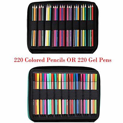 BOMKEE Pencil Case for Adults 220 Slots Colored Pencils Gel Pen