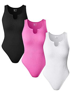 OQQ Women's 3 Piece Bodysuits Sexy Ribbed One Shoulder Sleeveless
