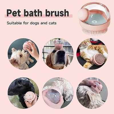 1 Piece 2 In 1 Pet Silicone Bath Brush, Pet Bath Soap Dispenser Massag