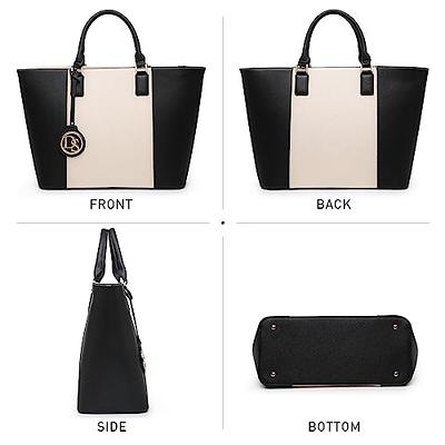 2pcs Bag Set Geometric Pattern Tote Bag Black Purse, Best Work Bag