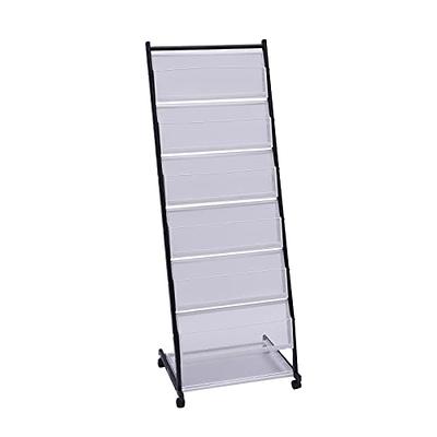 Magazine Holder Display Rack Floor-Standing Stand with Wheels for Many  Brochures