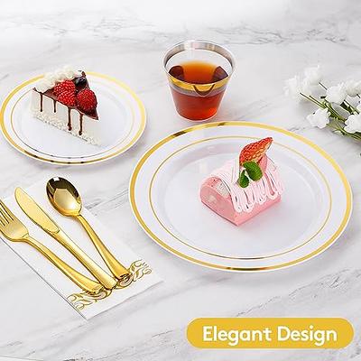 200pc Gold Plastic Plates - 100 Dinner Plates & 100 Salad Plates, Party Plates  Disposable Heavy Duty - Dessert, Appetizer - AliExpress