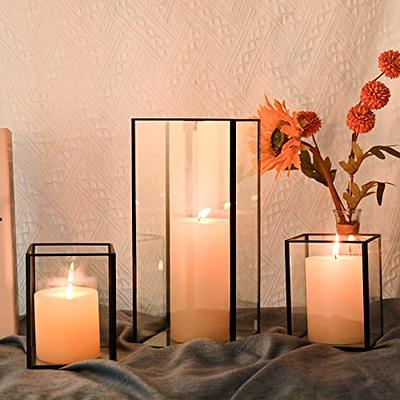 Black Candle Holders Set of 3 - Metal Candle Holders for Pillar Candles - 3  Pillar Candle Holder Centerpiece - Pillar Candle Holders for Table - Black