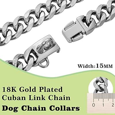 Gold Dog Chain Choke Collar,solid Cuban Link Strong, Heavy Duty