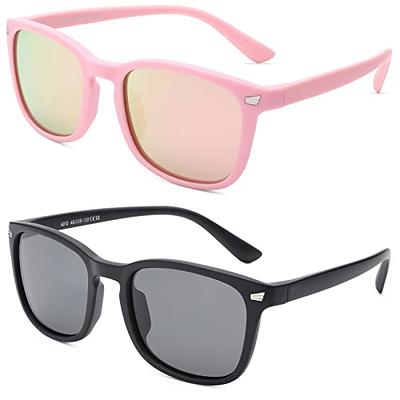 New Kids Boys Girls Fashion Square Sunglasses Reflective Black Recommended for Ages 24 Months -10 Years