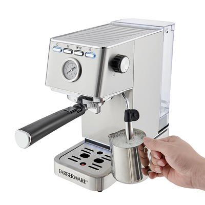 Farberware Espresso Machine, 15 Bar, Silver, Stainless Steel