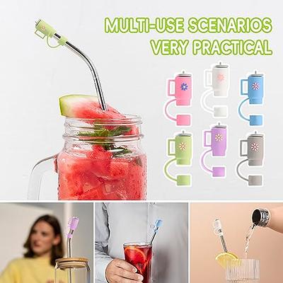 9Pcs 9-10mm Flower Stanley Straw Covers, Reusable Straw Covers Cap