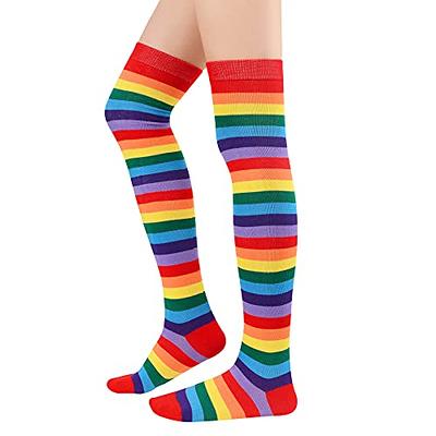 Zando Rainbow Socks Halloween Socks Women Striped Socks Cosplay Thigh High  Socks Plus Size Thigh High