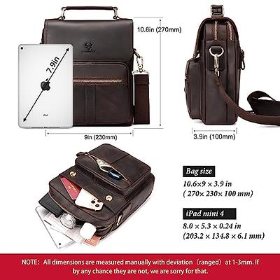 Leather Crossbody Bag for Men Small Shoulder Messenger Bags Side Man Purse  Handbag for iPad 7.9 Travel Work Business Black