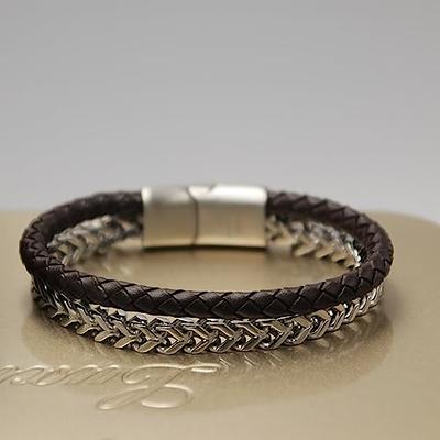 Mens Leather Bracelet, Minimalist Jewelry, Stack Bracelet Men, Braided  Brown Gift For Boyfriend - Yahoo Shopping