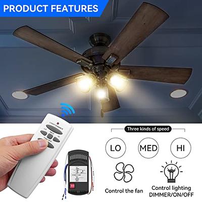 Universal Small Size Ceiling Fan Remote Control Kit, Speed, Light & Timing 3 in 1 Wireless Control, Compatible with Hunter, Harbor Breeze, Westing
