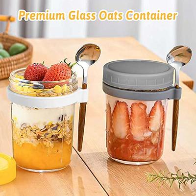 Overnight Oats Containers with Lids & Spoon, Overnight Oats Breakfast Jar,  12 oz Airtight Oatmeal Container Meal Prep Container Jars, Tight Sealing  Glass Jar Convenient Use for Home, Office or To Go