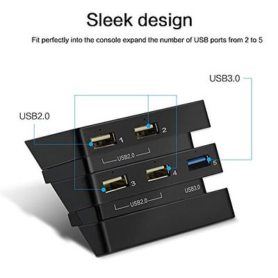 USB HUB for PS5, Joso 5 Ports USB Extender High-Speed Expansion Adapter  Charger for Playstation 5 Accessories, with 4 USB Ports + 1 USB Charging  Port