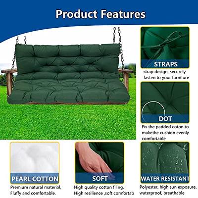 Outdoor Swing Replacement Seat Cushions Pad, 3 Seater Waterproof Non Slip  Overstuffed Bench Cushion, Loveseat Cushions with Ties for Porch Garden