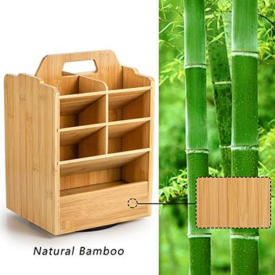 Bamboo Rotating Art Supply Organizer, Office Desk Supplies