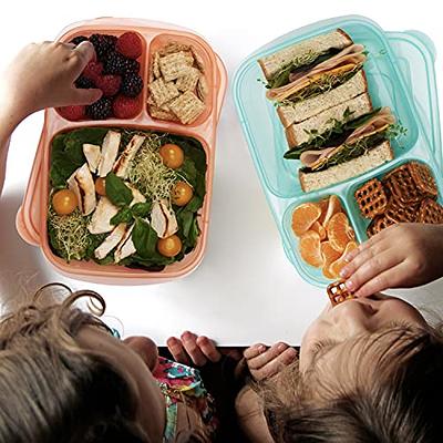 EasyLunchboxes - Bento Snack Boxes - Reusable 4-Compartment Food Containers  for School, Work and Travel, Set of 4, (Pastels)