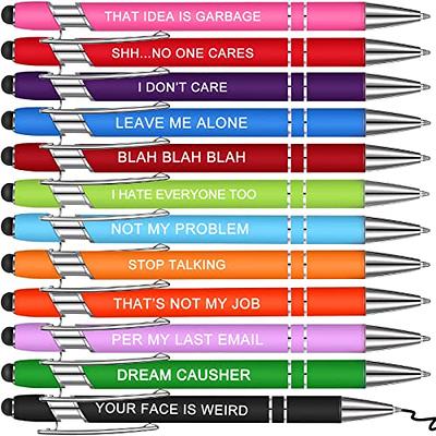 10 Pieces Office Pens Ballpoint Pen Funny Quotes Inspirational Pen with  Stylus Tip Motivational Messages Pen Metal Black Ink Pens Encouraging  Stylus