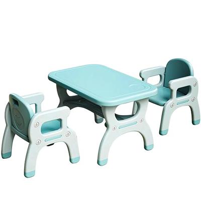 Brelley Kids Table and 4 Chairs Set, Height Adjustable Toddler Table and  Chair Set, Graffiti Desktop, Non-Slip Legs, Max 300lbs, Children